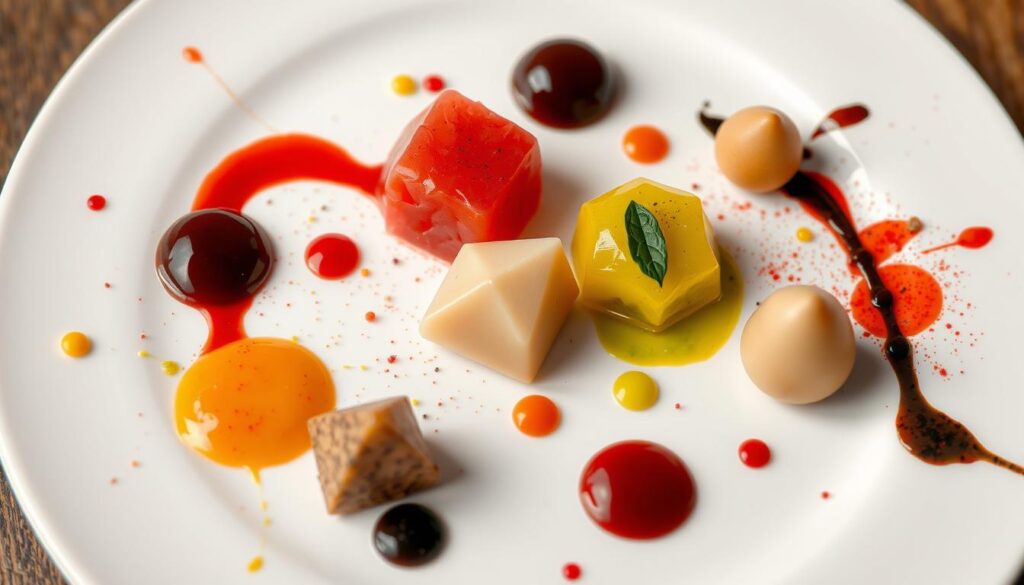 plating presentation in abstract cooking