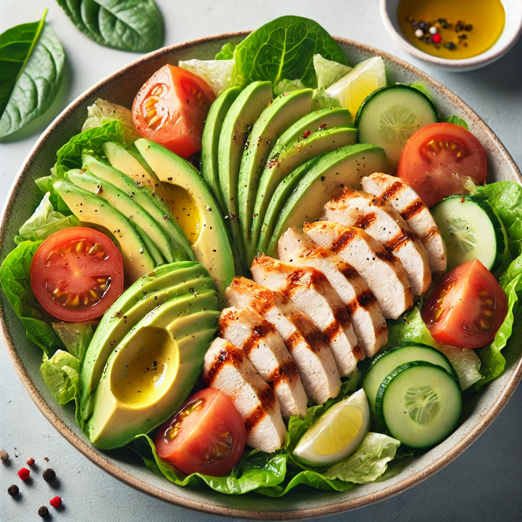  Grilled Chicken Salad with Lettuce and Avocado