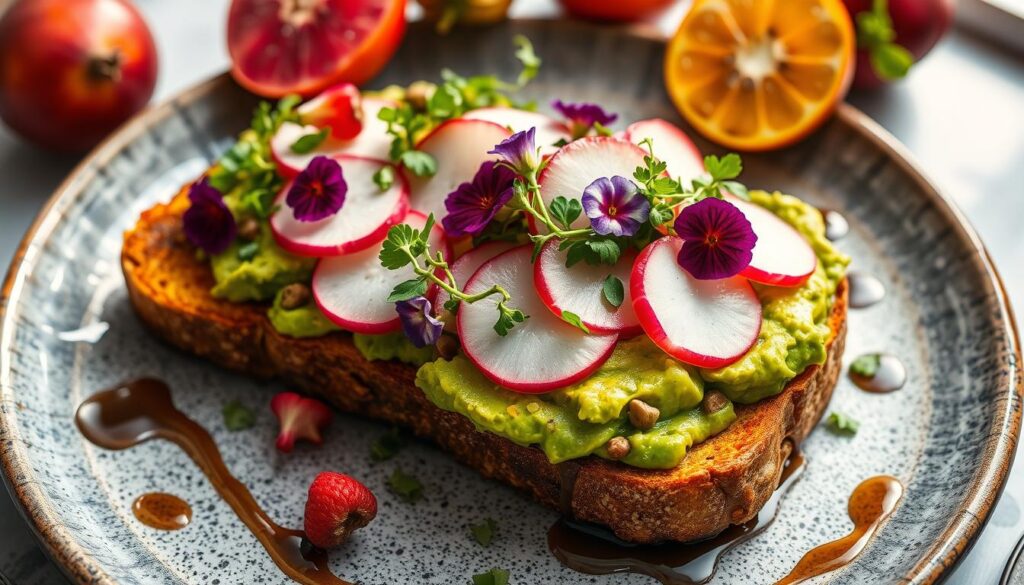 Artistic avocado toast breakfast