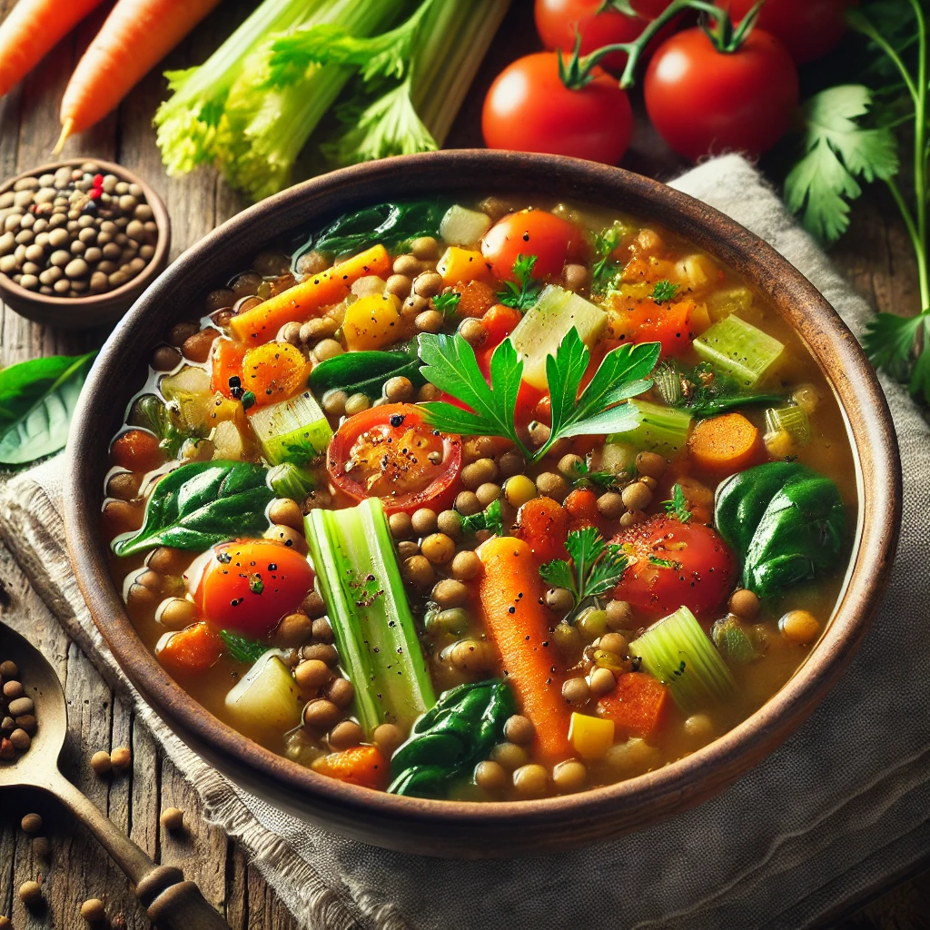 Healthy Soup: Vegetable and Lentil Soup