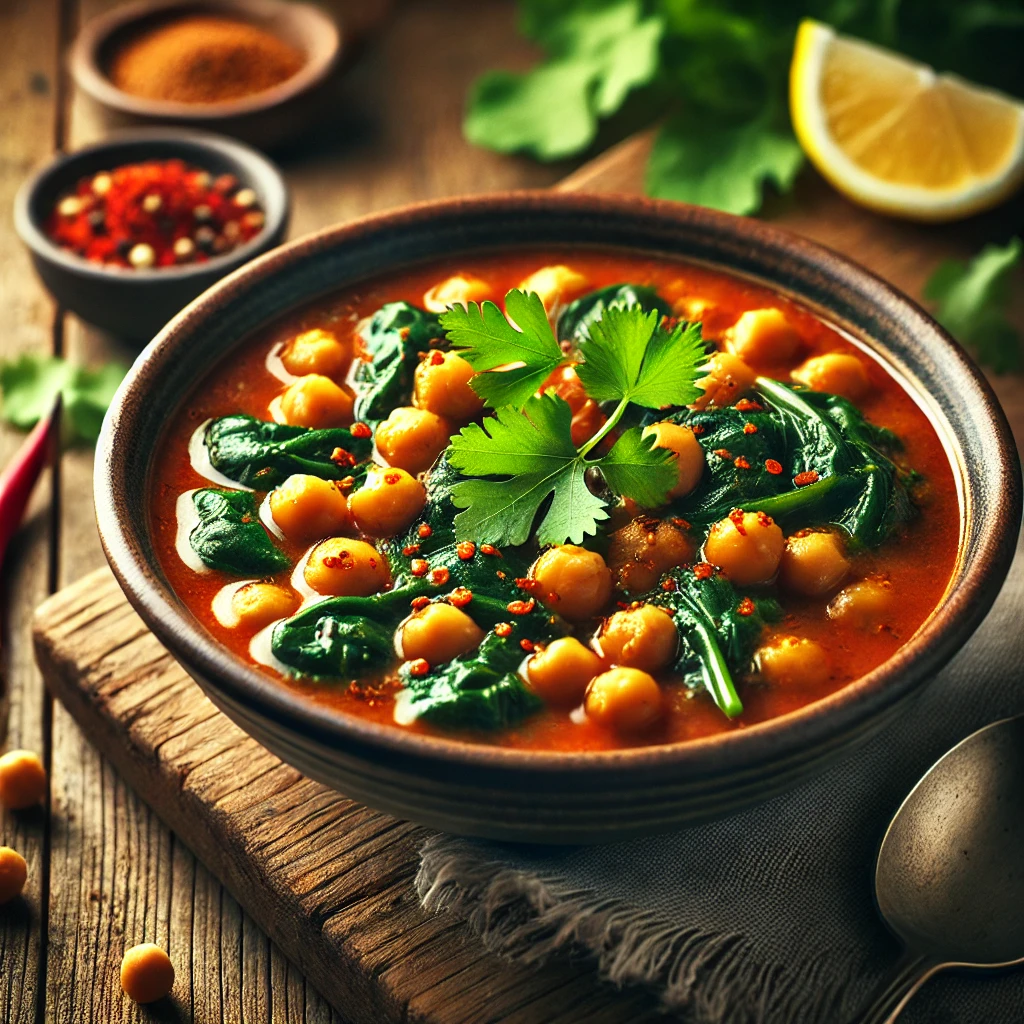 Healthy soup: Spicy Chickpea and Spinach Stew