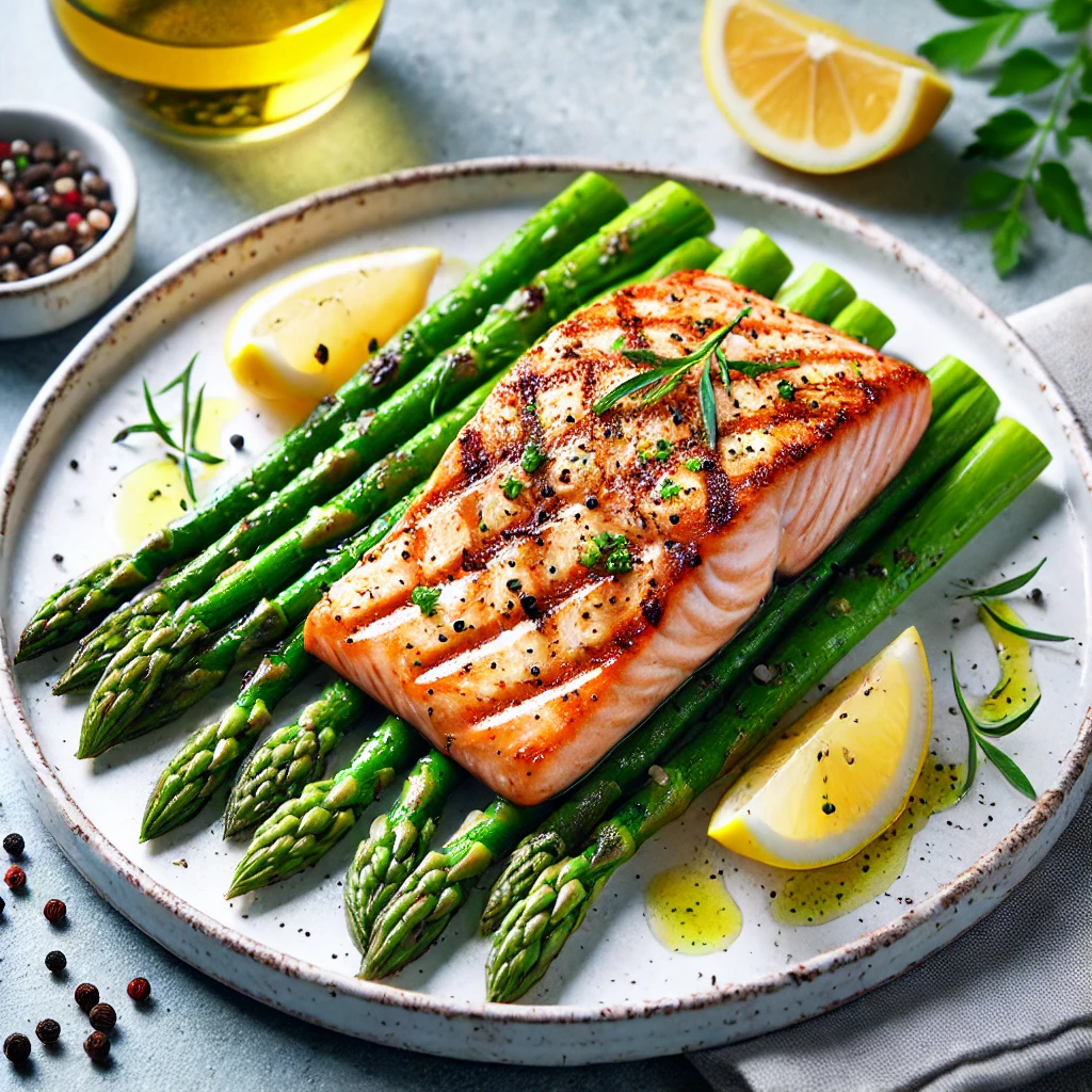 low-carb recipes: Grilled Salmon with Asparagus