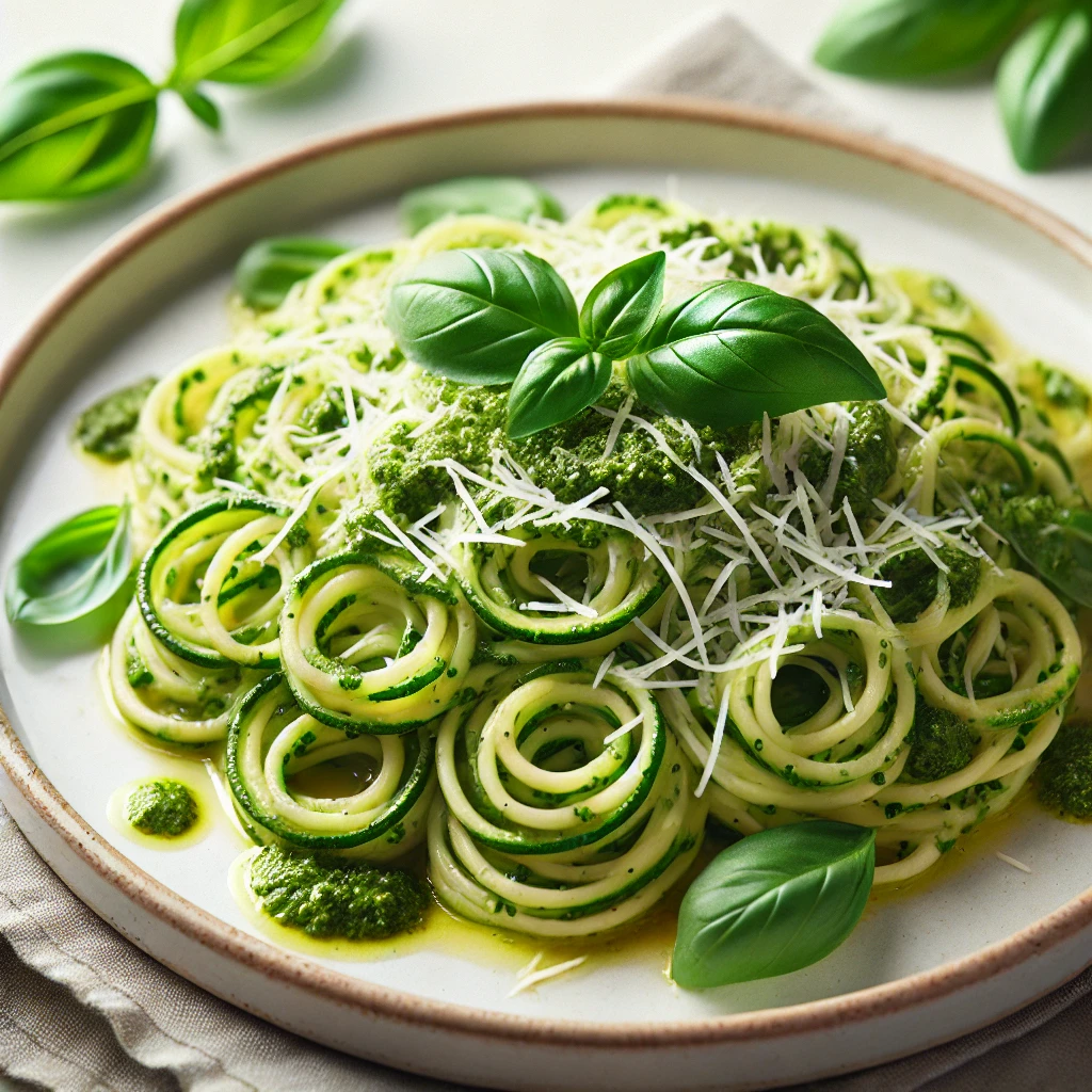 low-carb recipes: Zucchini Noodles with Pesto Sauce