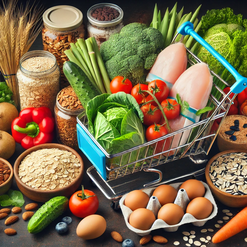 Affordable Diabetic Meals: A grocery shopping cart filled with affordable