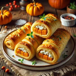 Pumpkin-Goat Cheese Puff Pastry Rolls