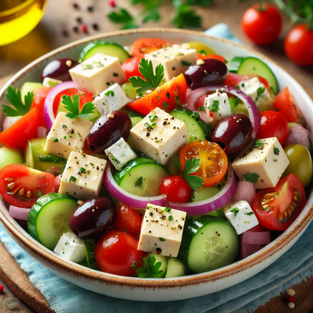 Diabetic-Friendly Salads: Colorful Greek Salad with Tofu