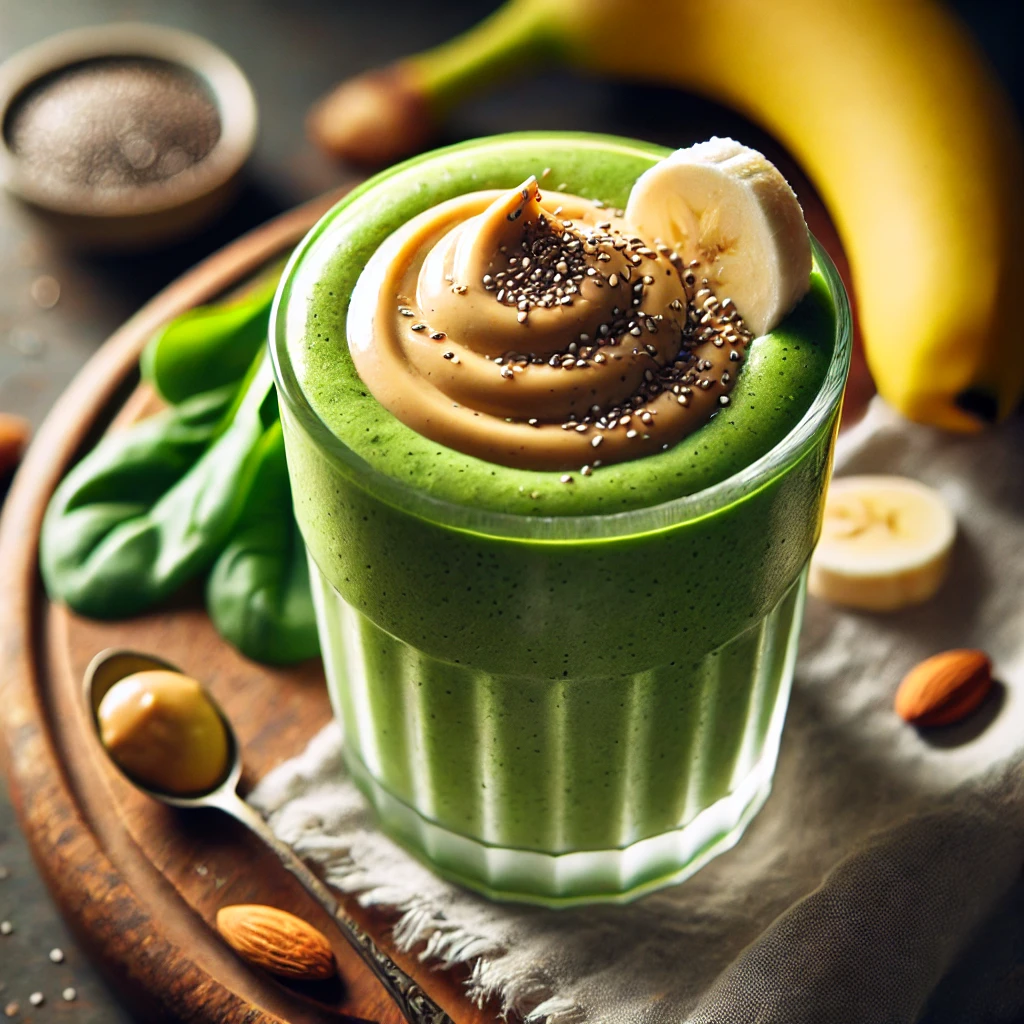 Healthy Breakfasts: Green Smoothie with Almond Butter