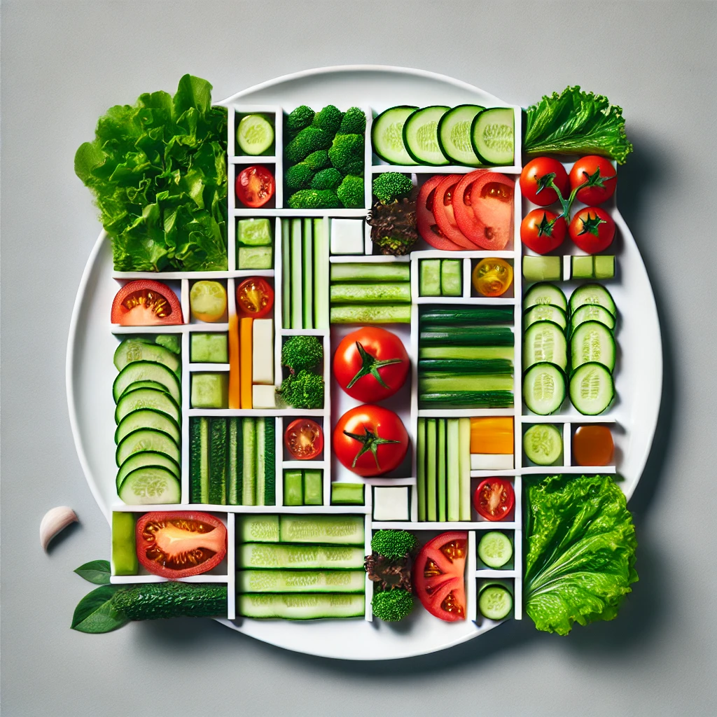 Green Leaf Salad Inspired by the Art.: Deconstructed Salad Inspired by Cubist Art