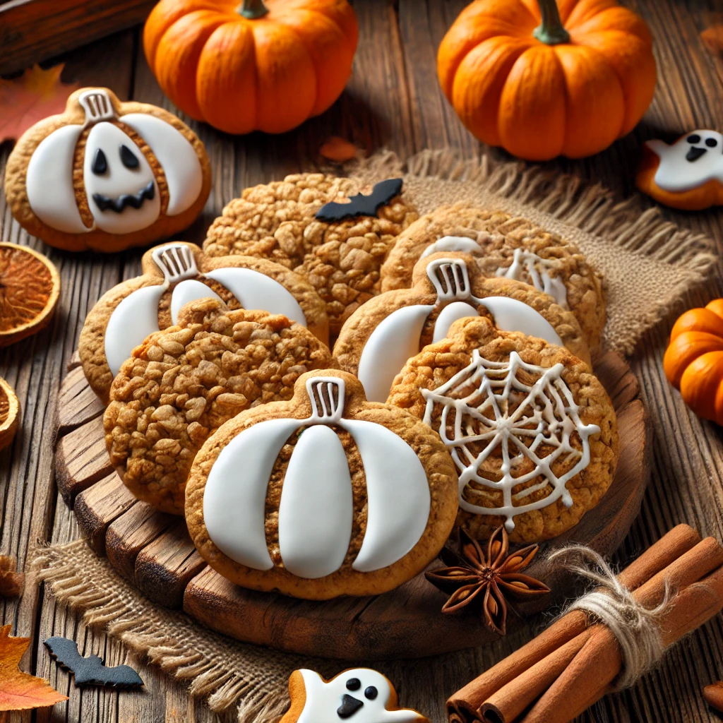 Halloween and Diabetic Health :Oatmeal and Cinnamon Cookies Shaped Like Pumpkins