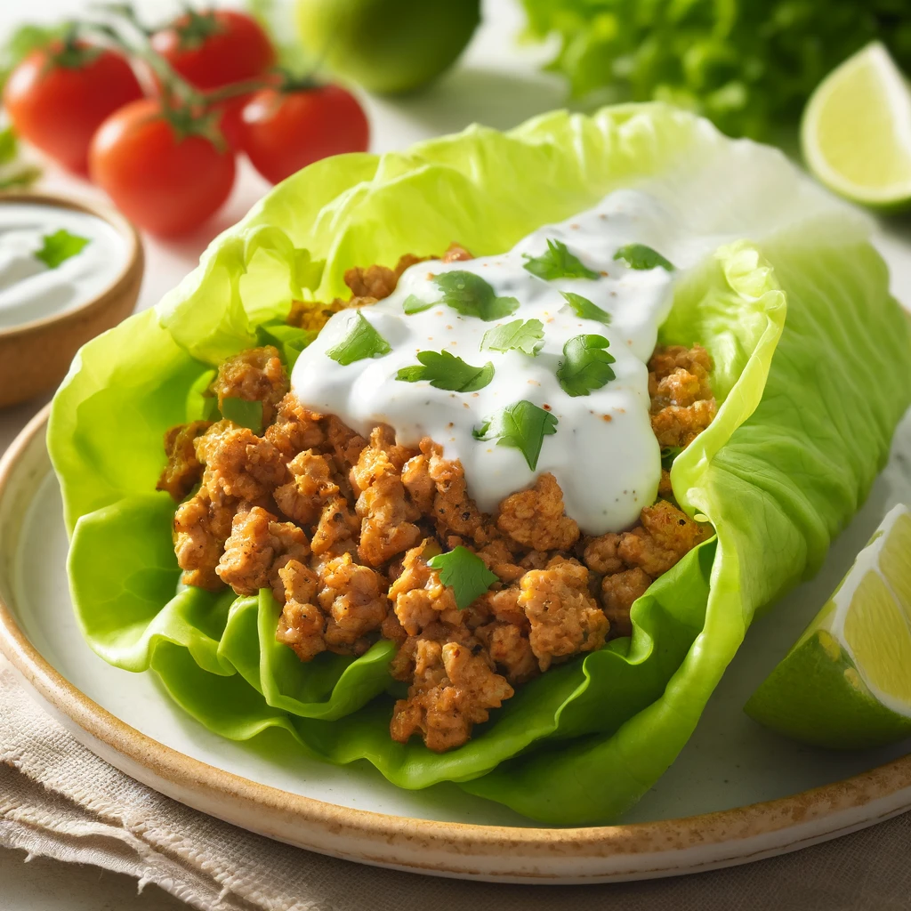 Lettuce Wrap with Turkey and Yogurt Sauce 1 Turkey and Yogurt Sauce: Turkey and Yogurt Sauce: Lettuce Wrap with Turkey and Yogurt Sauce