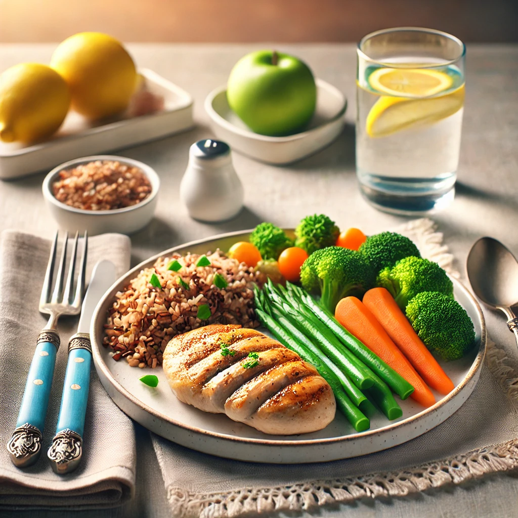 "Eating Out as a Diabetic: 5 Tips to Stay Healthy and Stress-Free. 1 Out as a Diabetic: A plate of food with a glass of water and fruits