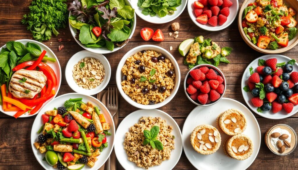 10 Delicious Diabetic-Friendly Food Recipes for a Healthy Diet 6 Diabetic-Friendly Food: A table with plates of food and fruits