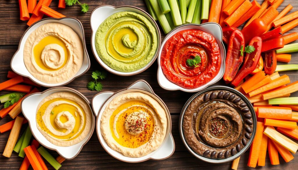 different hummus flavors