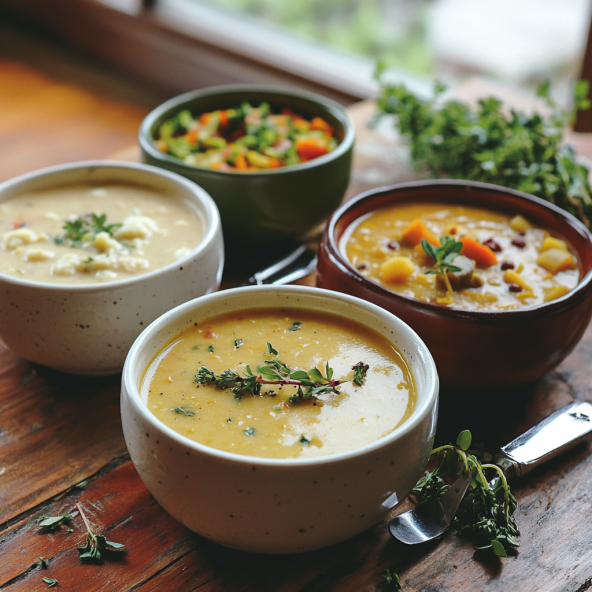 3 Delicious and Low-Sugar Soups for Diabetics: Comforting and Healthy Options 1 spanglishito A warm comforting scene of a table with three bowl 0339a5ef 3726 44b8 ad5b 4ed5dbfd0507