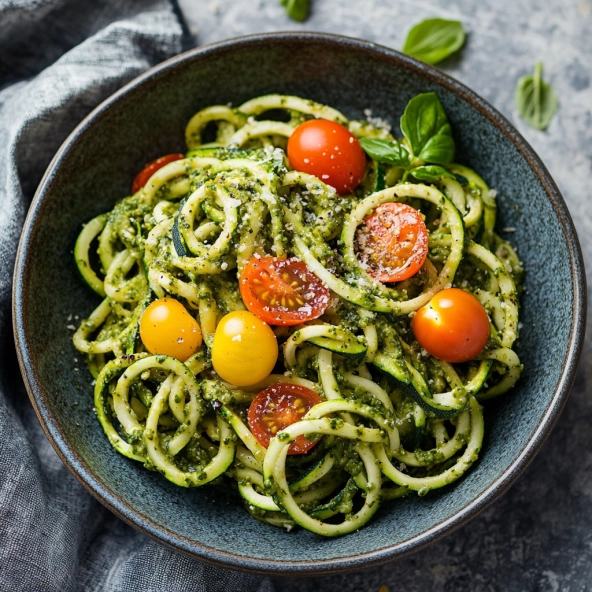10 Reasons to Love Zucchini Noodles with Pesto and Cherry Tomatoes: A Delicious Low-Carb Delight 1 spanglishito photo Zucchini Noodles with Pesto and Cherry Tomat 8b569a46 675e 40e4 9c13 365f302b58ec