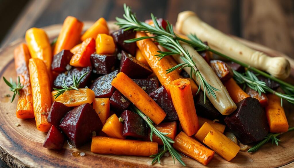 Roasted winter root vegetables