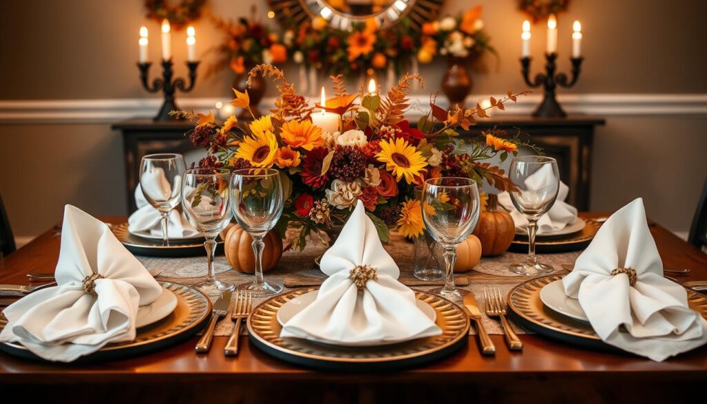 Thanksgiving table napkin folding