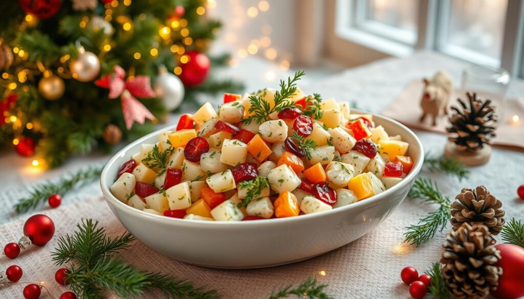 Festive potato salad presentation