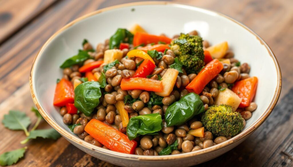 Lentil stir-fry with gut-friendly vegetables