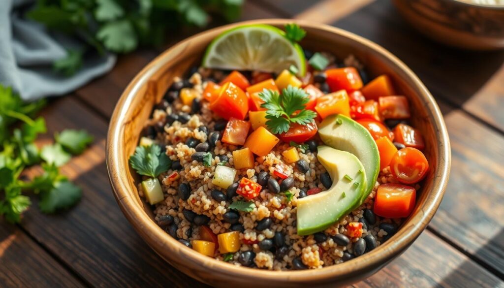 Quinoa and black bean bowl