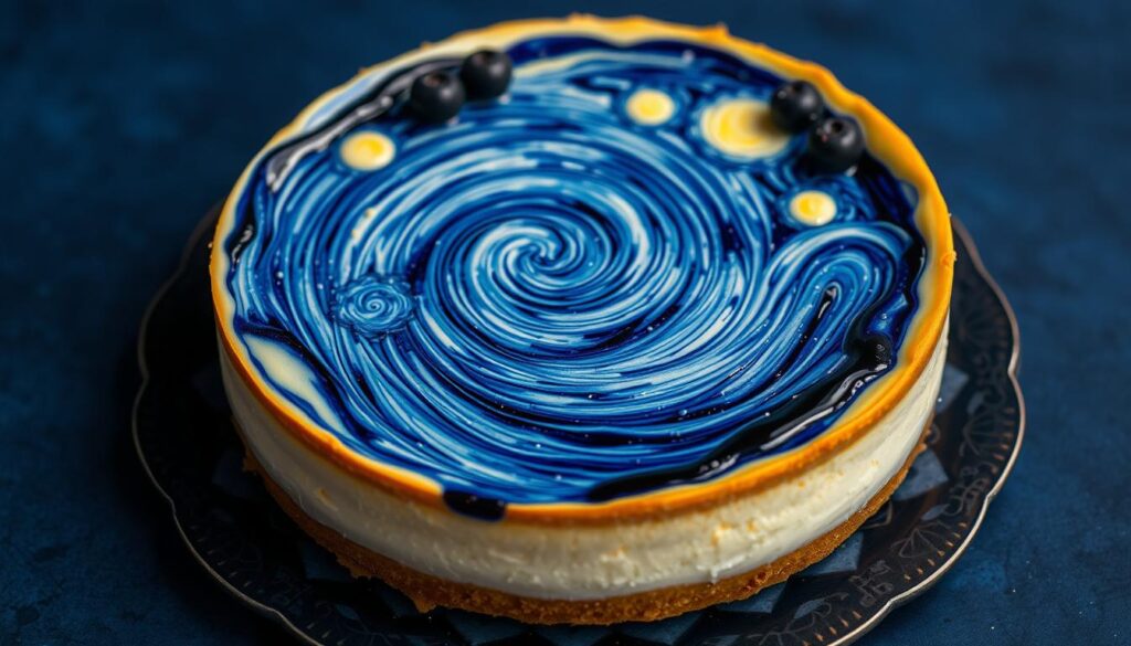 Starry Night Blueberry Swirl Cheesecake