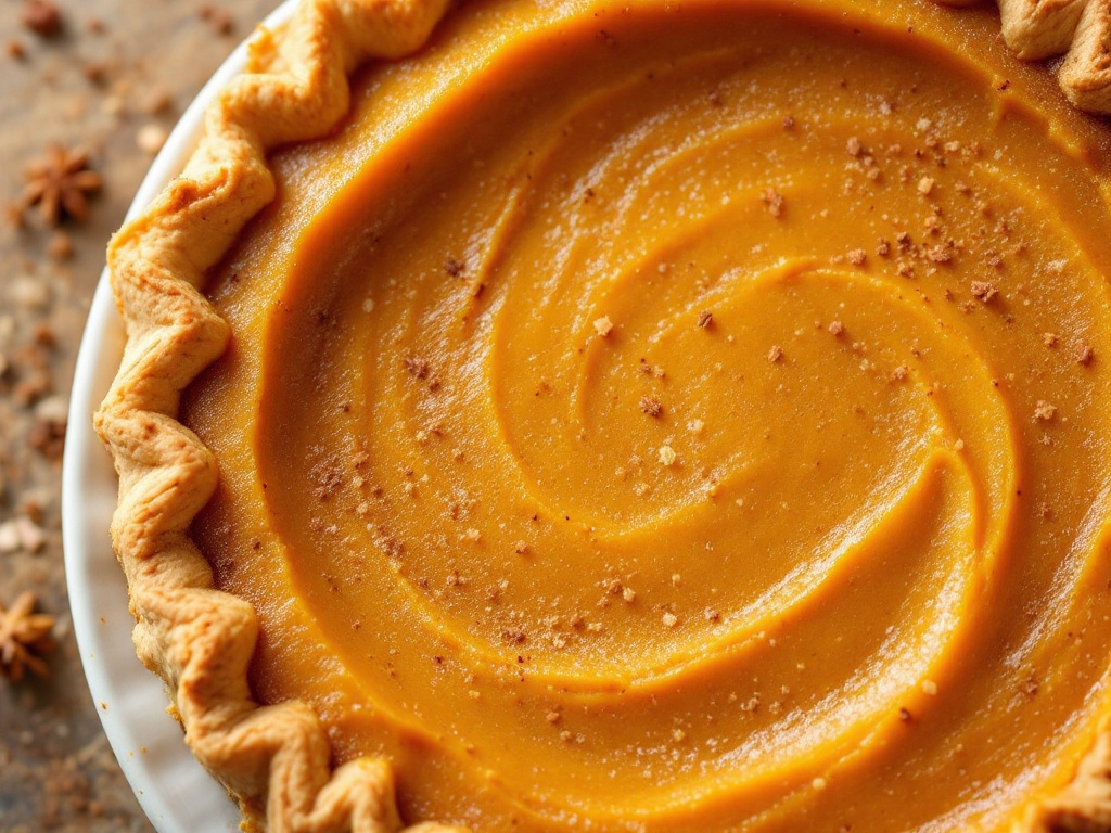 A close-up image of a Basic Crustless Pumpkin Pie, a warm and comforting option among Dulces amigables con la diabetes, featuring a smooth, creamy texture and a golden-brown top.