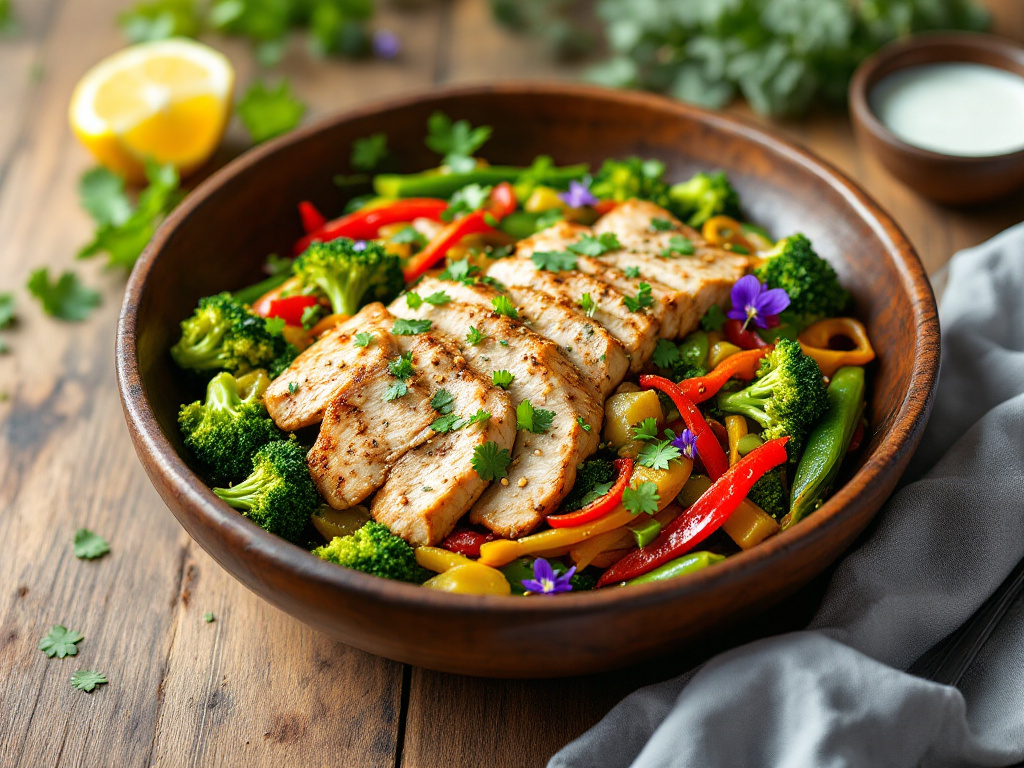 A colorful and appetizing Paleo Chicken and Vegetable Stir-Fry, featuring tender chicken pieces and an assortment of vibrant vegetables, served in a rustic wok.