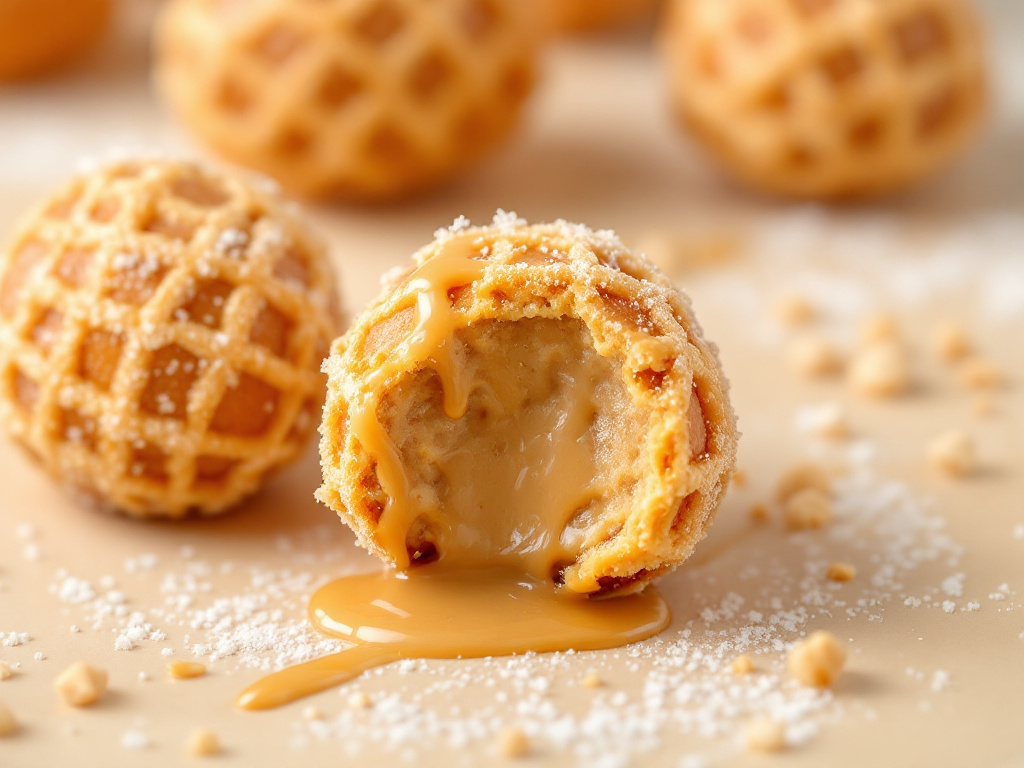 A close-up image of Crispy Peanut Butter Balls, a delightful and satisfying option among Diabetes-Friendly Desserts, showcasing their crunchy exterior and creamy peanut butter center