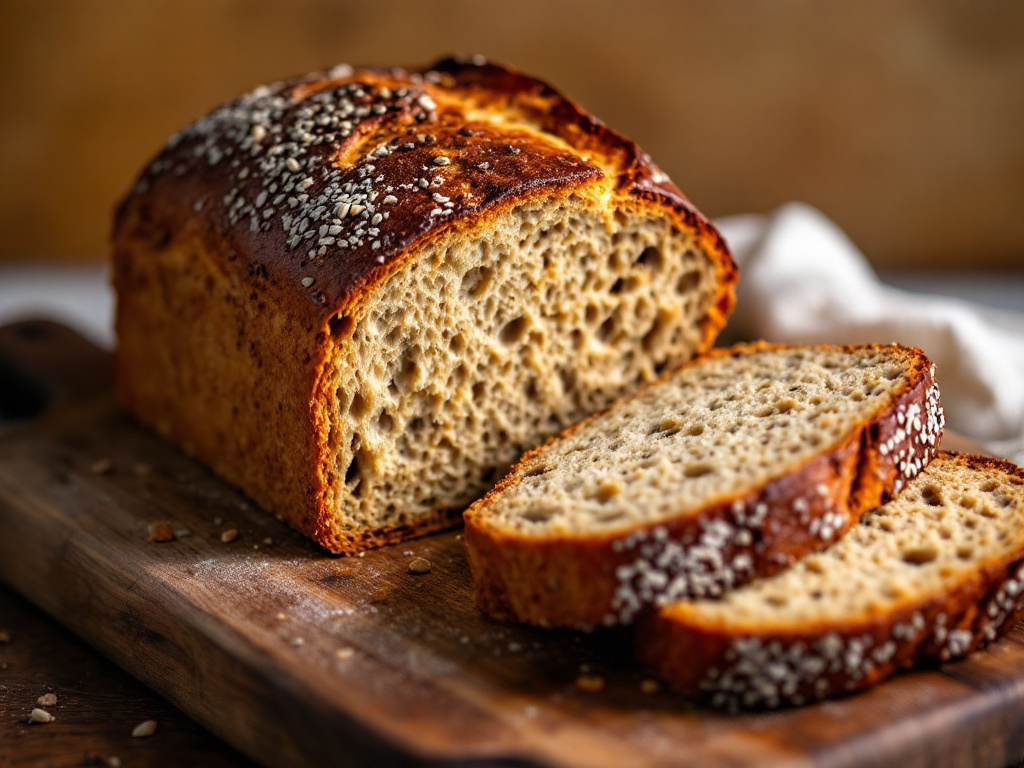 A loaf of rye bread, representing a fiber-rich staple for mushroom and rye bread recipes.