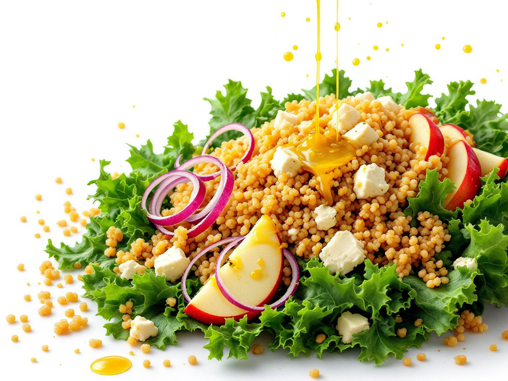 A realistic image of a Quinoa and Kale Salad, part of the MIND Diet, designed to boost brain health and manage diabetes.