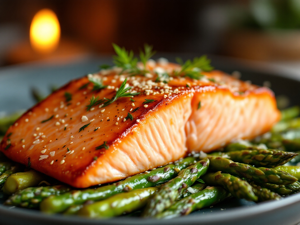 Image of Baked Salmon with Asparagus, a nutritious and tasty option among Low-Carb Recipes for Diabetics.