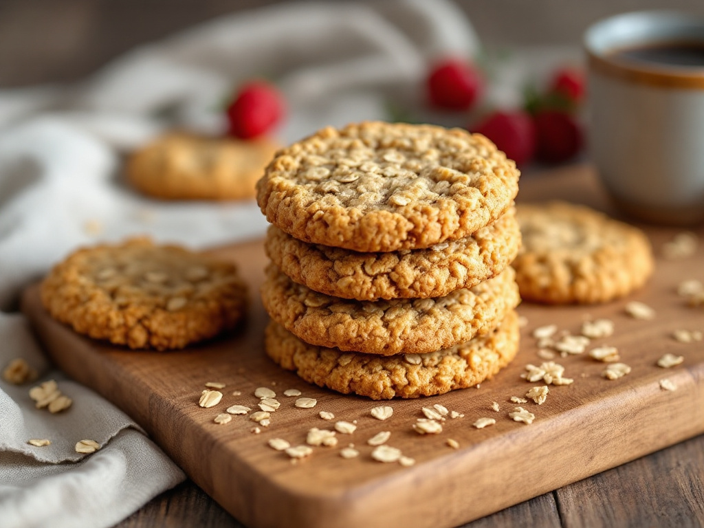 A close-up image of No-Sugar-Added Vegan Oatmeal Cookies, a wholesome and delicious option among Diabetes-Friendly Desserts, featuring visible oats and a golden-brown hue.