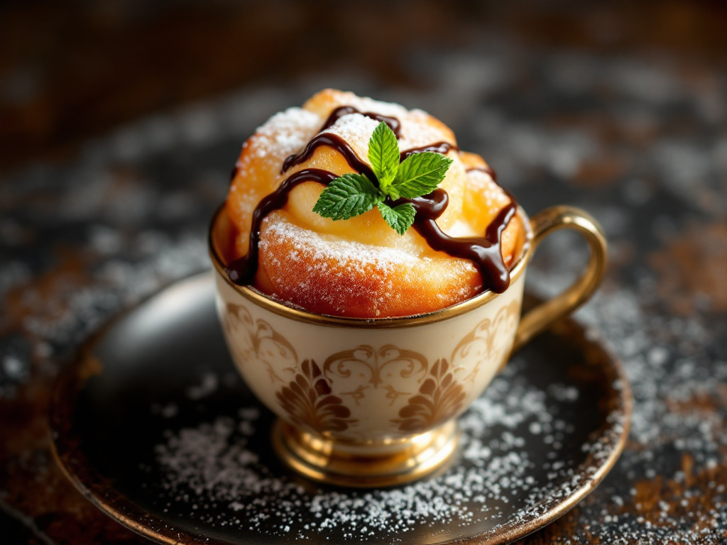 A plate of Leche Frita, crispy fried milk squares dusted with cinnamon sugar, served with sweet syrup.