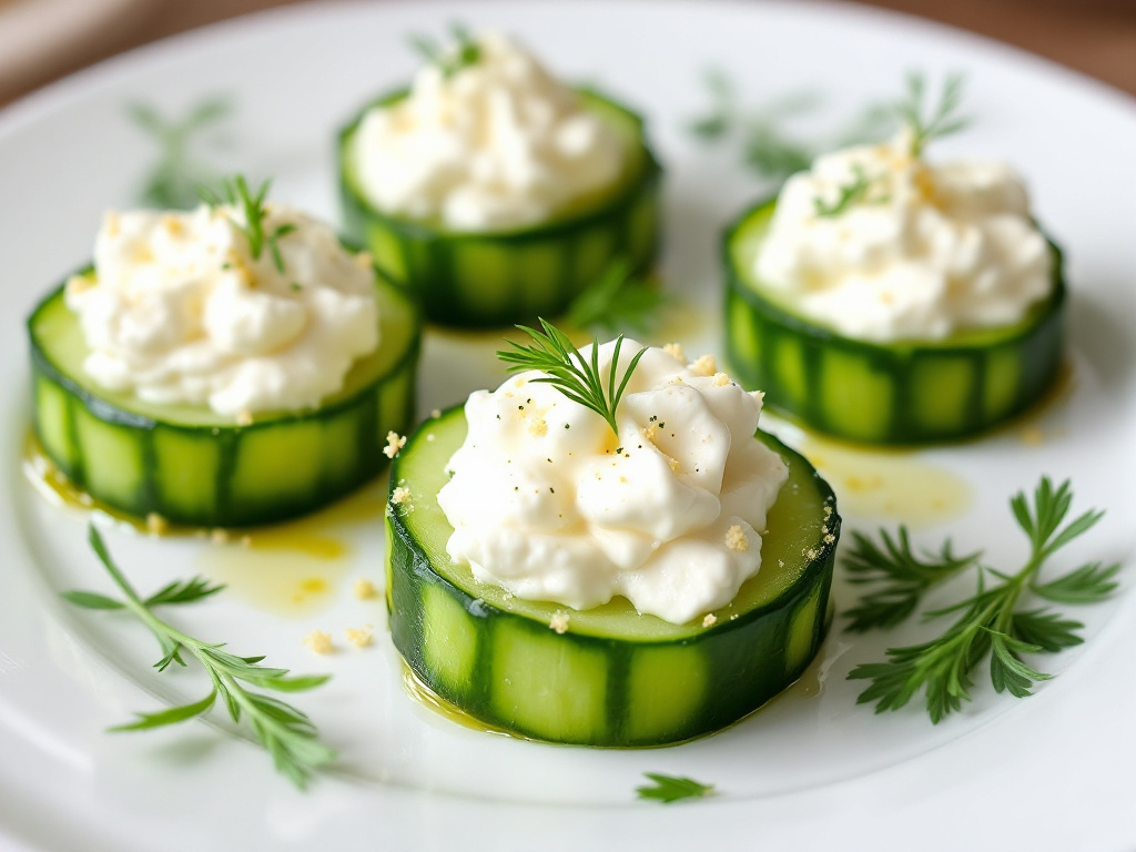 Image of Cucumber and Cream Cheese Bites, a refreshing and healthy choice among Low-Carb Recipes for Diabetics.