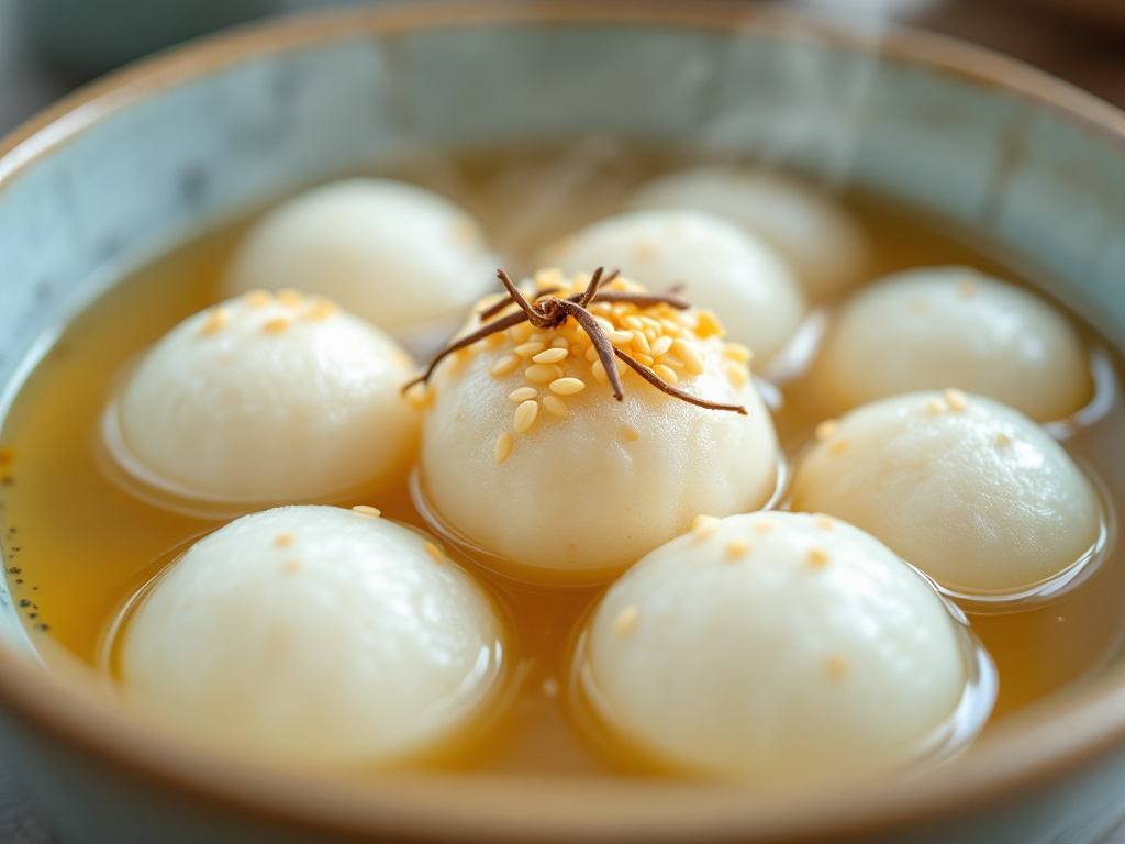 Image of Sweet Rice Balls (Tangyuan), a sweet and traditional dish among Chinese New Year Recipes.