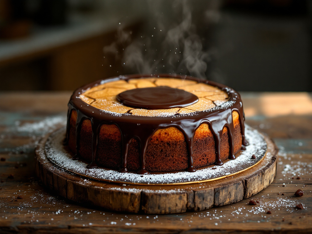 A rich and inviting image of a One-Bowl Chocolate Cake, a simple and delicious option among Diabetes-Friendly Desserts, featuring a moist, dark chocolate cake with a smooth frosting.