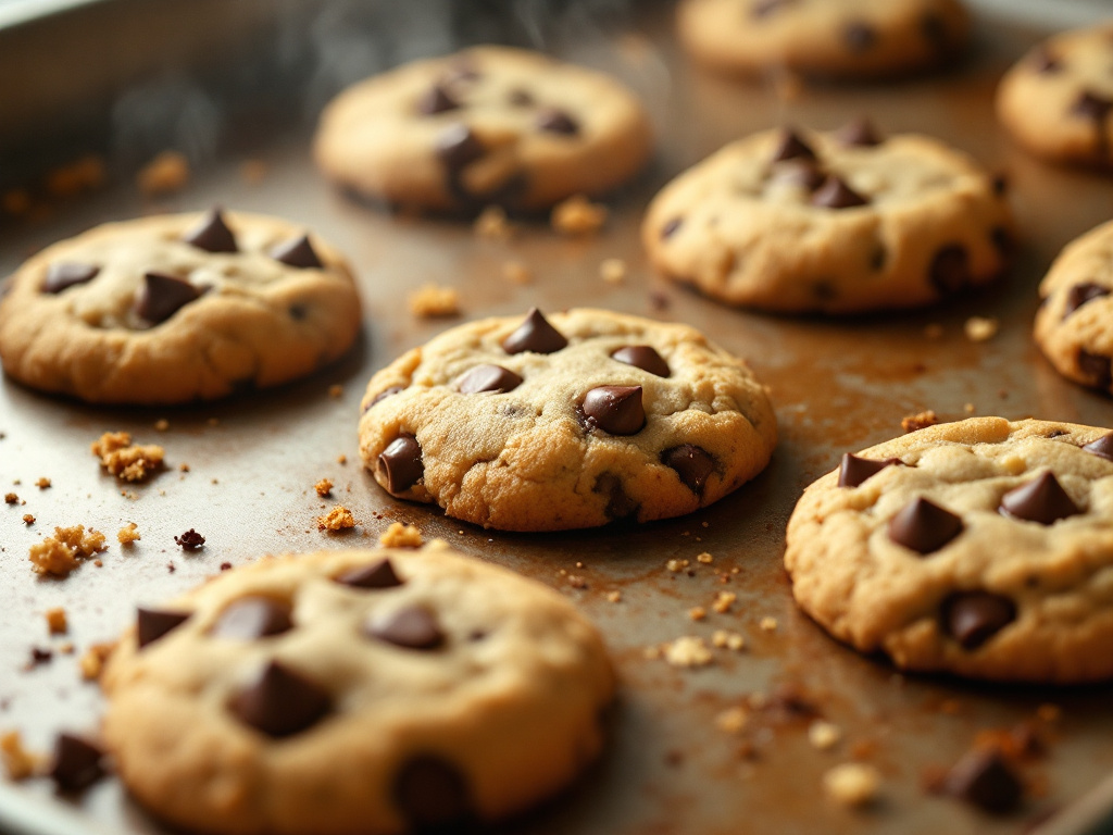 A close-up image of Bev’s Chocolate Chip Cookies, a classic and comforting option among Dulces amigables con la diabetes, featuring golden-brown edges and melty chocolate chips.