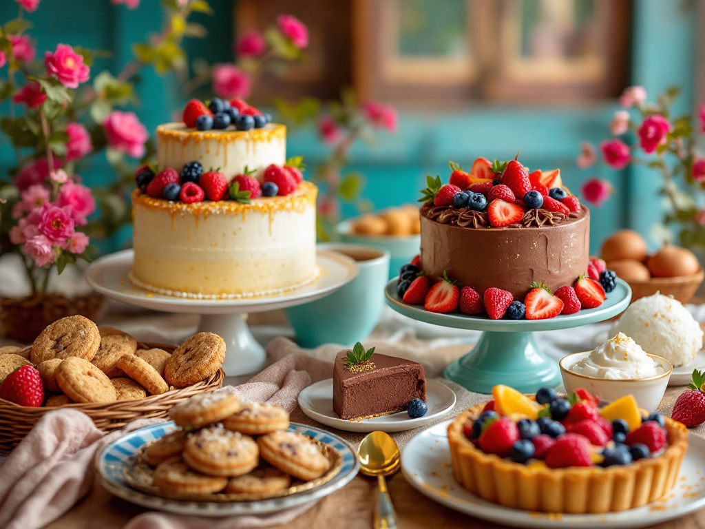 A variety of gluten-free desserts, beautifully presented and ready to enjoy.