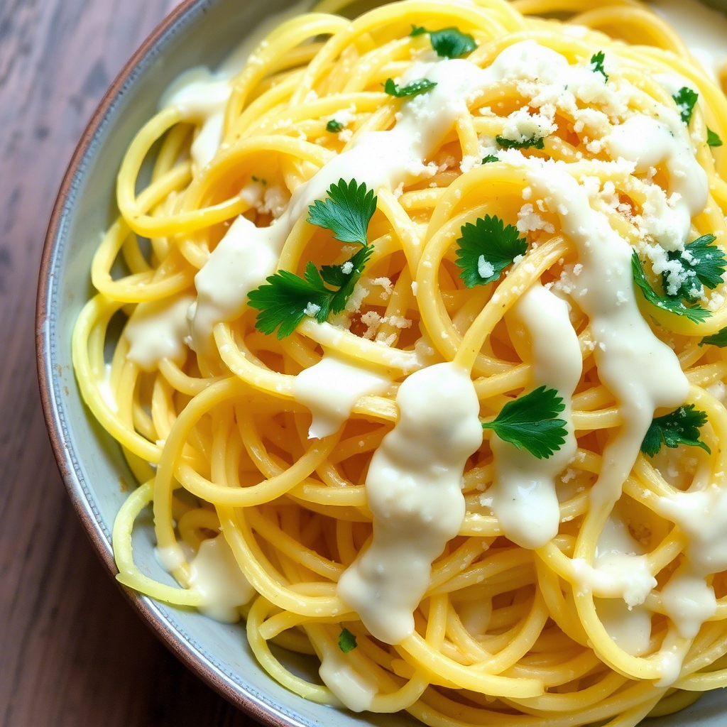 A plate of chickpea pasta with creamy sauce and fresh parsley, showcasing one of the many Alternative Pasta Recipes available.