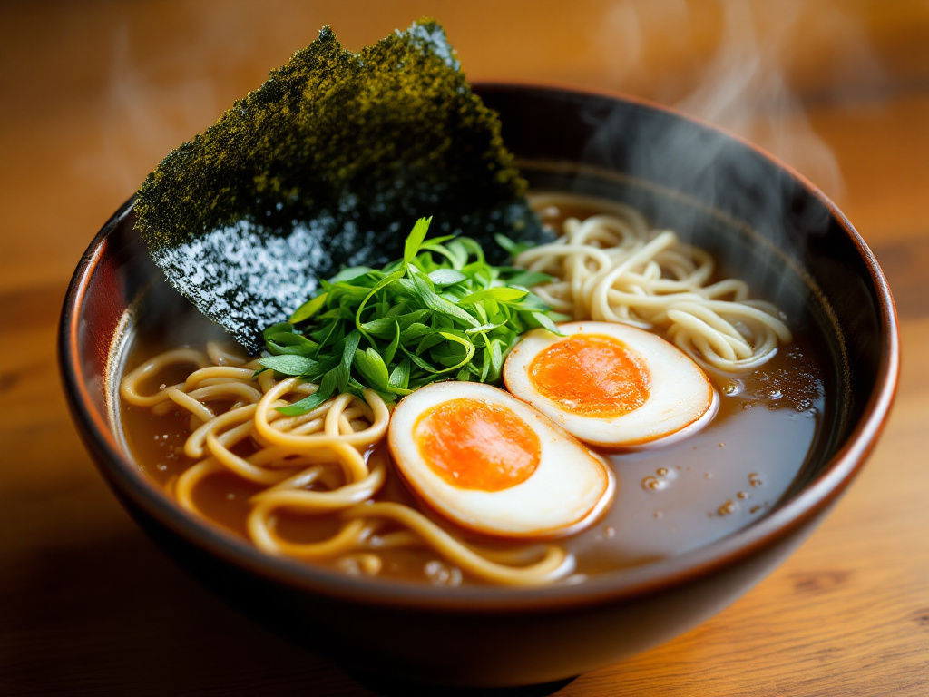 A breakfast bowl filled with Nori and Wakame seaweed, alongside other breakfast items like eggs and toast, showcasing a quick and umami-rich meal. This image highlights the concept of Nori and Wakame in Breakfasts, emphasizing their role in adding a flavorful umami hit to your morning routine.