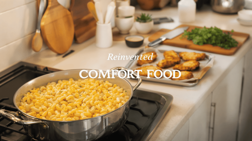 Alt Text: "Delicious Reinvented Comfort Food dish, showcasing a modern twist on traditional comfort cuisine."