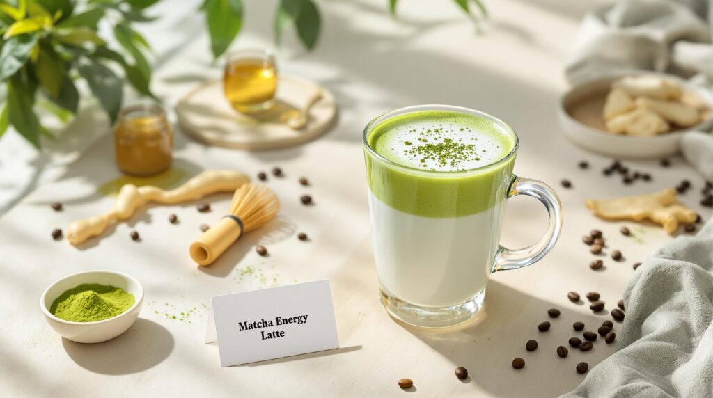Wellness Drink Recipes: 7 Best Beverages for Natural Energy 5 Two Wellness Drink Recipes side by side - a bright yellow Lemon Ginger Zing and a frothy green Matcha Energy Latte with fresh ingredients surrounding them
